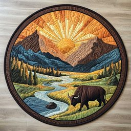Valley Sunset CQ0605018CL Quilted Round Mat