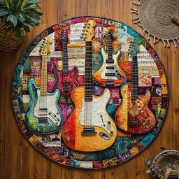 Musical Round WY0705064CL Quilted Round Mat