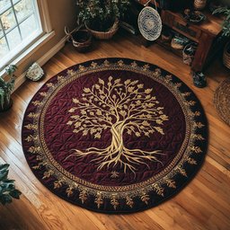 Mystic Gold Roots WY0705065CL Quilted Round Mat