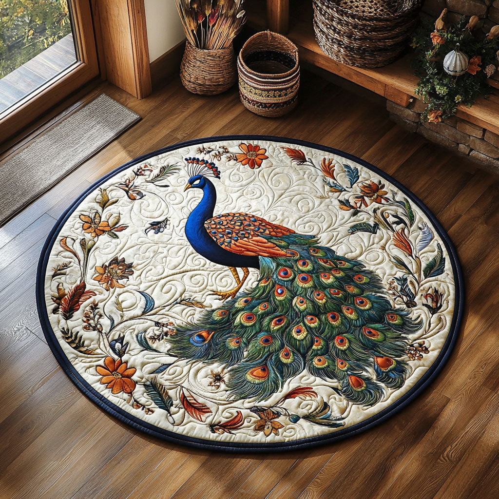 Proud Peacock WY0505051CL Quilted Round Mat