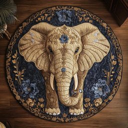 Majestic Elephant WN2904029CL Quilted Round Mat