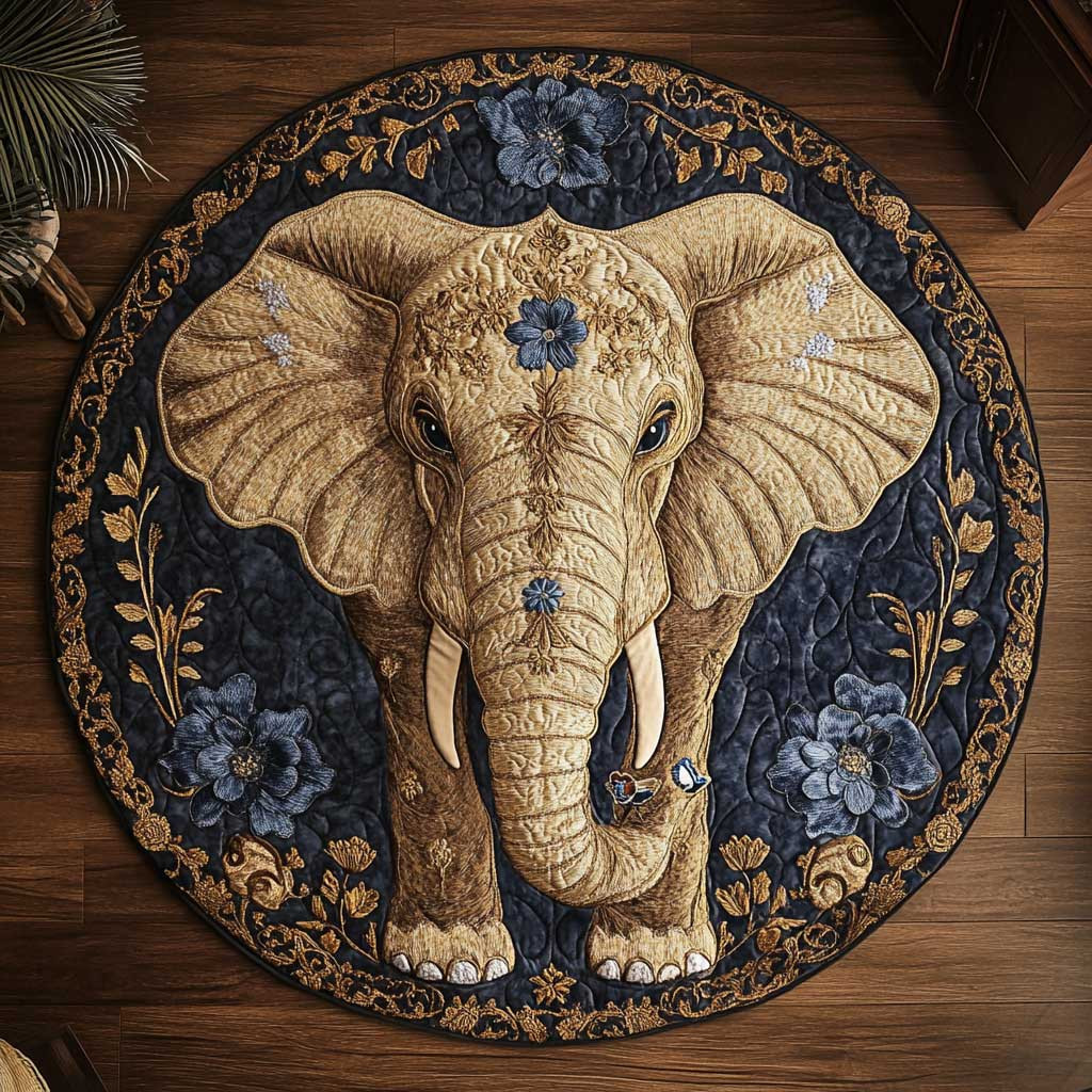 Majestic Elephant WN2904029CL Quilted Round Mat