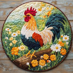 Chicken Garden CW2804006CL Quilted Round Mat