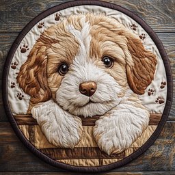 Puppy Peeking CP2804002CL Quilt Round Mat