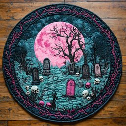 Cursed Graveyard WN2804013CL Quilted Round Mat