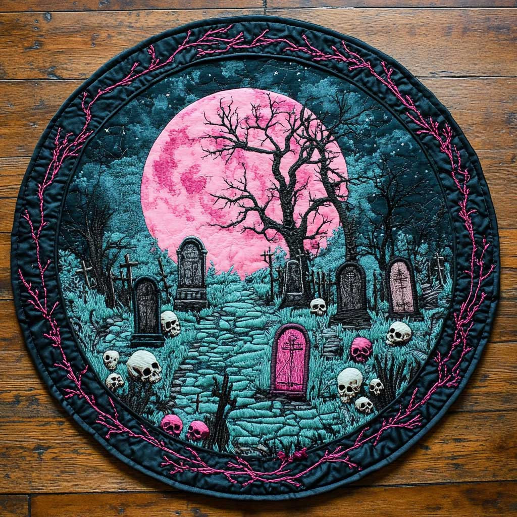 Cursed Graveyard WN2804013CL Quilted Round Mat