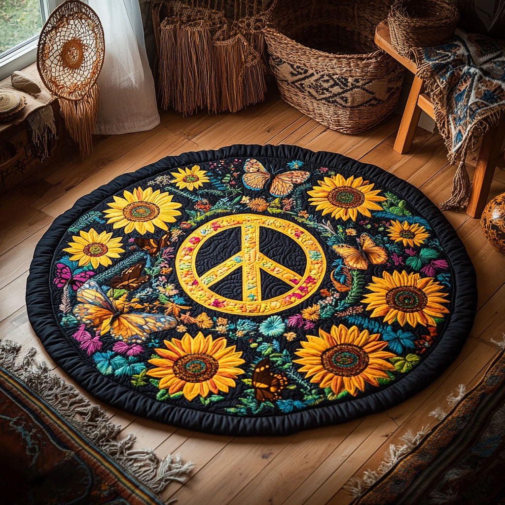 Sunflower Peace WY0505056CL Quilted Round Mat