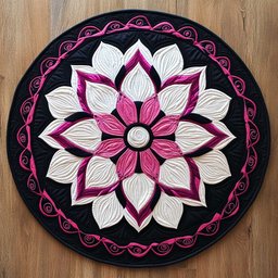 Mystic Pink Edged Bloom WN2904038CL Quilted Round Mat