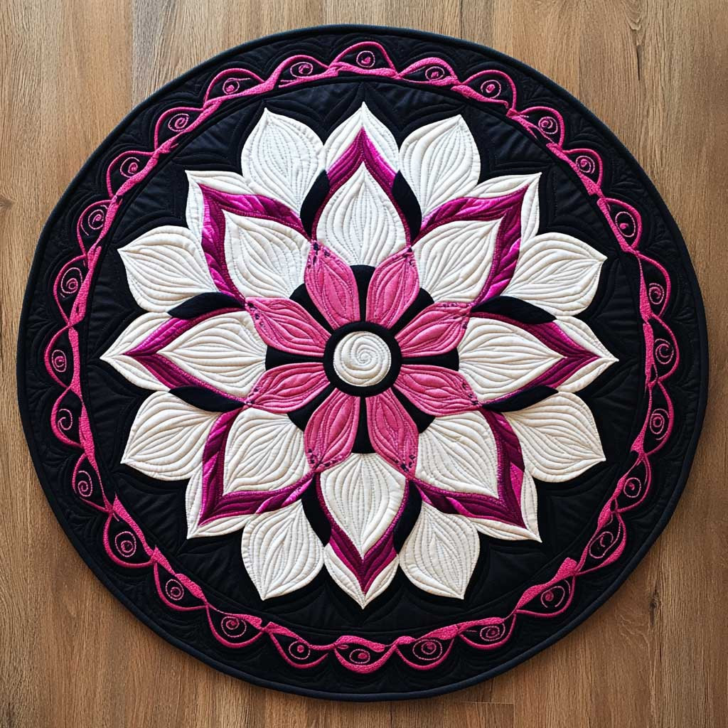 Mystic Pink Edged Bloom WN2904038CL Quilted Round Mat