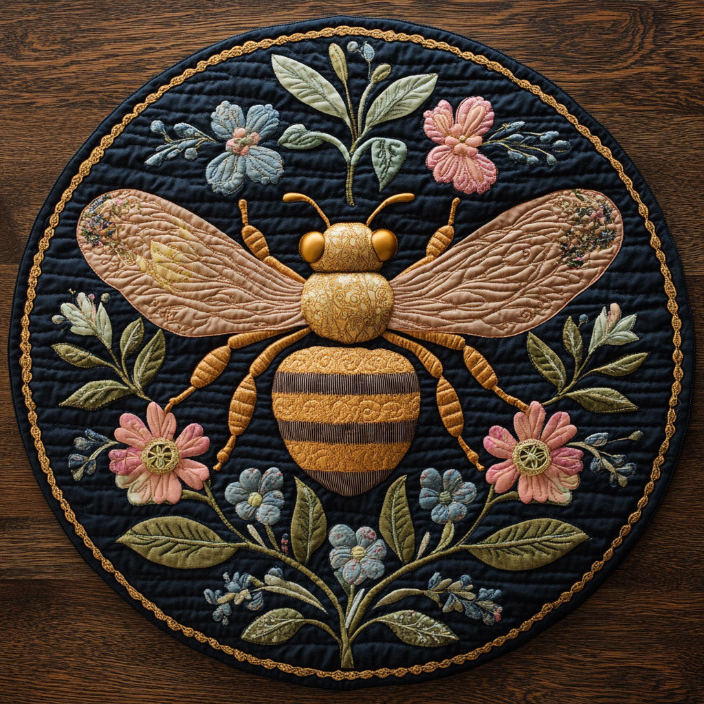 Floral Bee CP3004020CL Quilt Round Mat
