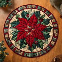 Radiant Poinsettia WN2904045CL Quilted Round Mat