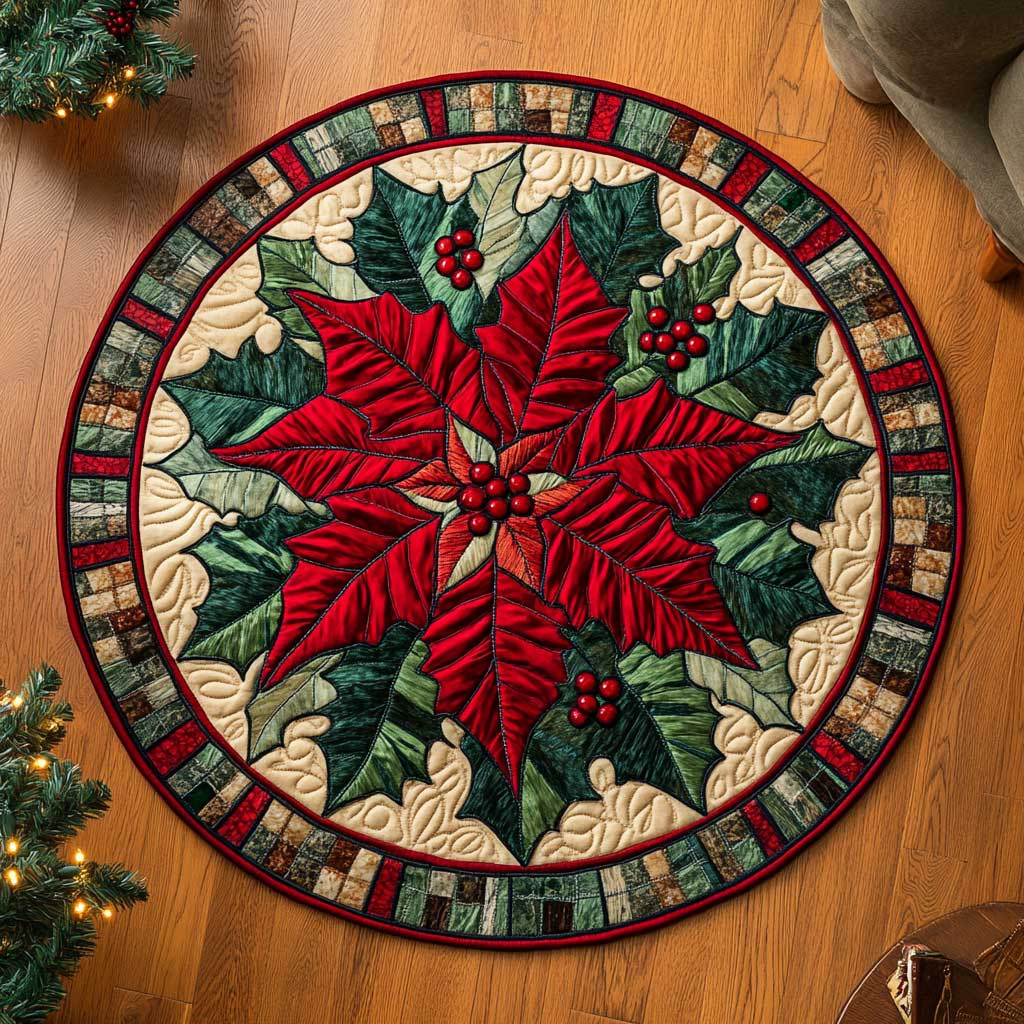 Radiant Poinsettia WN2904045CL Quilted Round Mat
