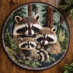 Raccoon Fam CM2804009CL Quilted Round Mat