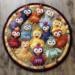Rainbow Chicken WN2904046CL Quilted Round Mat