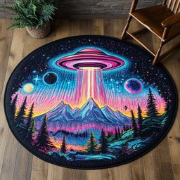 Sci-fi UFO WJ1804033CL Quilted Round Mat