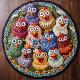 Colorful Chicken WN2904003CL Quilted Round Mat