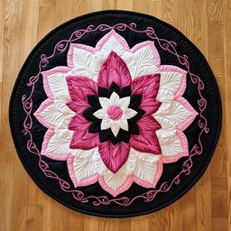 Pink Edged Bloom Radiance WN2904043CL Quilted Round Mat