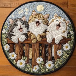 Singing Cat WN2804061CL Quilted Round Mat