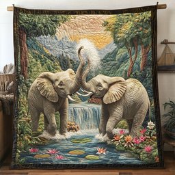 Forest Elephant WP2404018CL Quilted Round Mat