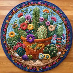 Cactus Sunset WN0505037CL Quilted Round Mat
