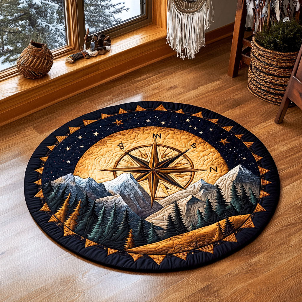 Star Compass WY0505054CL Quilted Round Mat