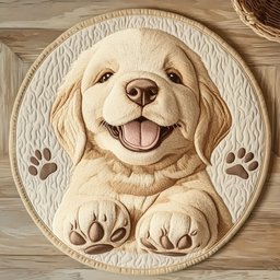 Cheerful Labrador CP2804004CL Quilt Round Mat