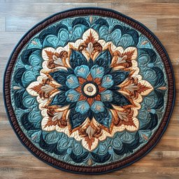 Aqua Blossom CP0505002CL Quilt Round Mat