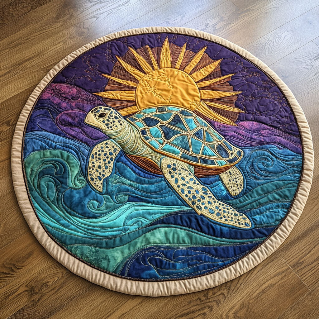 Turtle Sunshine WX2904045CL Quilted Round Mat