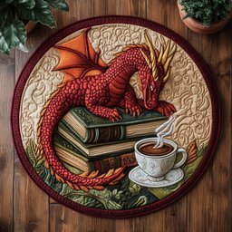 Mystic Dragon In Book WY2904064CL Quilted Round Mat