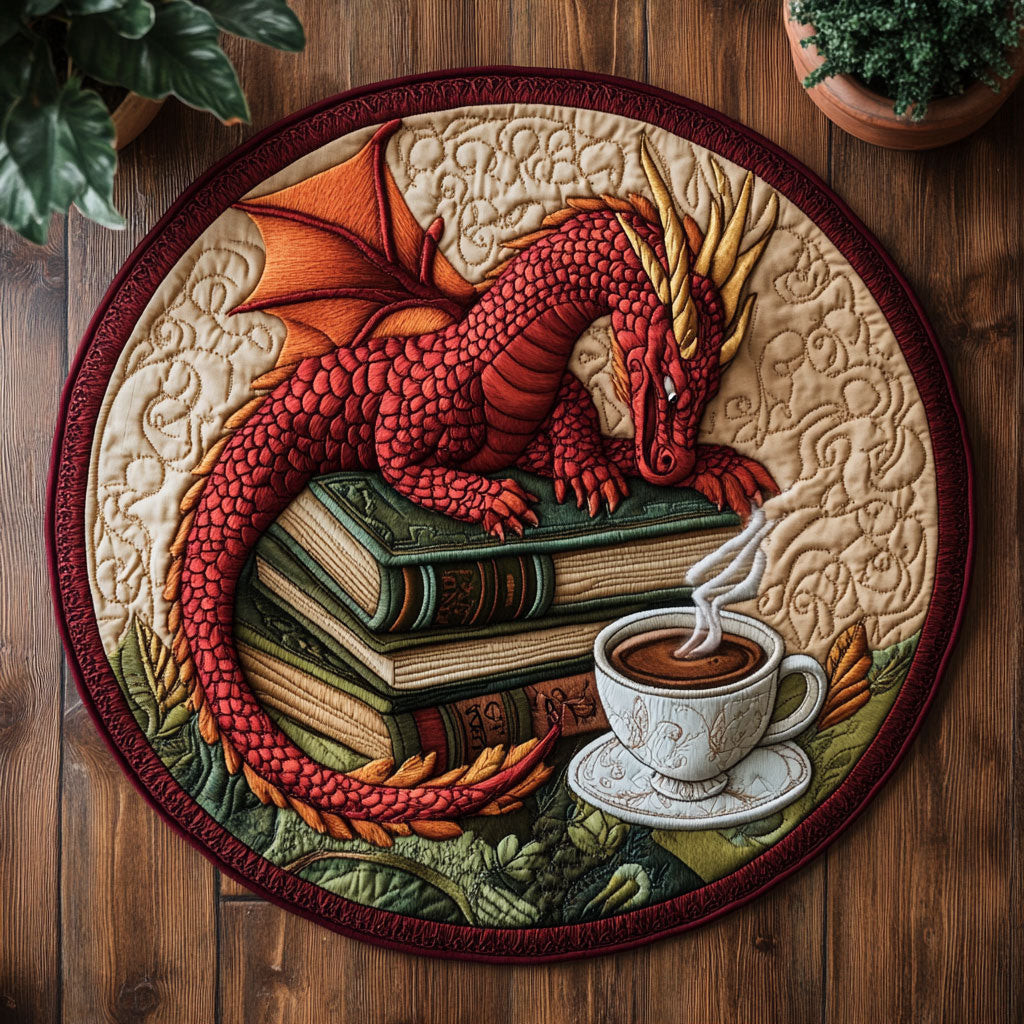 Mystic Dragon In Book WY2904064CL Quilted Round Mat