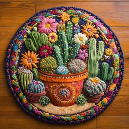 Cactus Moonlight WN0505032CL Quilted Round Mat