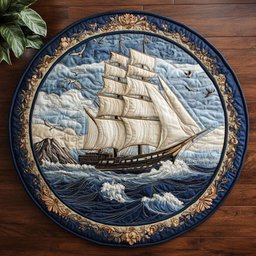 Nautical Yatch CM2804040CL Quilted Round Mat