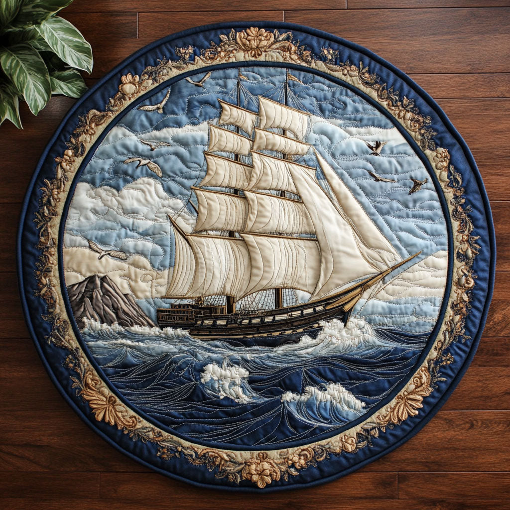 Nautical Yatch CM2804040CL Quilted Round Mat