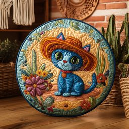 Sombrero Cat WY3004032CL Quilted Round Mat