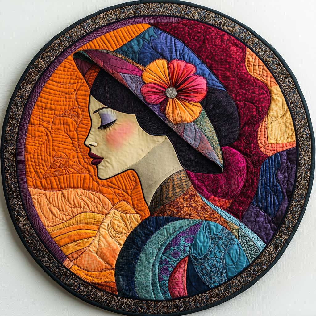 Dreaming Abstract Lady WN2904007CL Quilted Round Mat