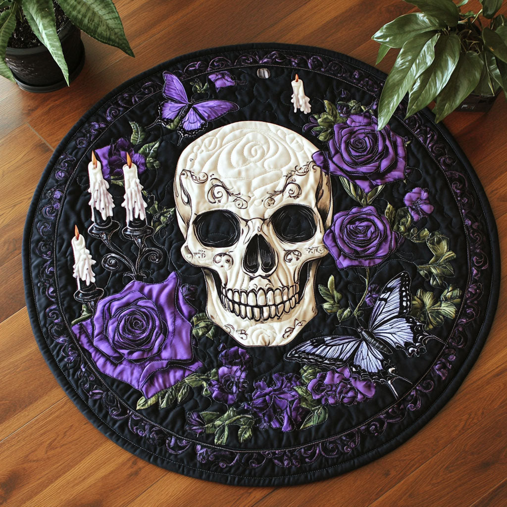 Purple Skull CM2804044CL Quilted Round Mat