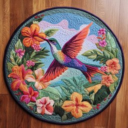 Sunlit Hummingbird WN2904053CL Quilted Round Mat