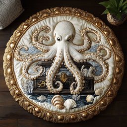 White Octopus CM2804042CL Quilted Round Mat