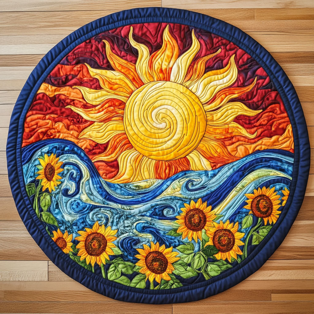 Sunshine Sunflower WX2904041CL Quilted Round Mat