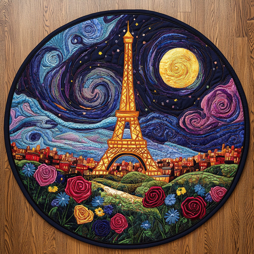 Eiffel Tower WX2904017CL Quilted Round Mat