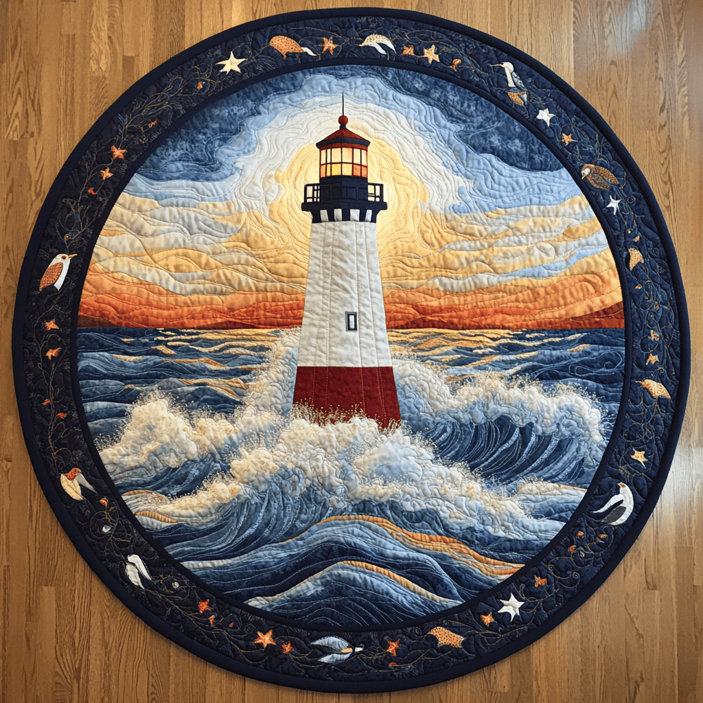 Colorful Lighthouse CQ2604019CL Quilted Round Mat