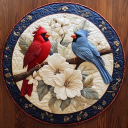 Cardinal Couple CM2804041CL Quilted Round Mat