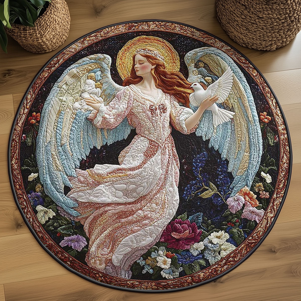 Angel Blessing WN0505024CL Quilted Round Mat