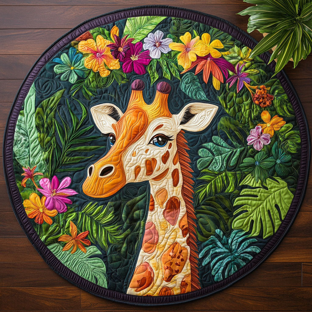 Tropical Giraffe CM2804029CL Quilted Round Mat