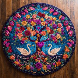 Lover's Swan WN2804042CL Quilted Round Mat