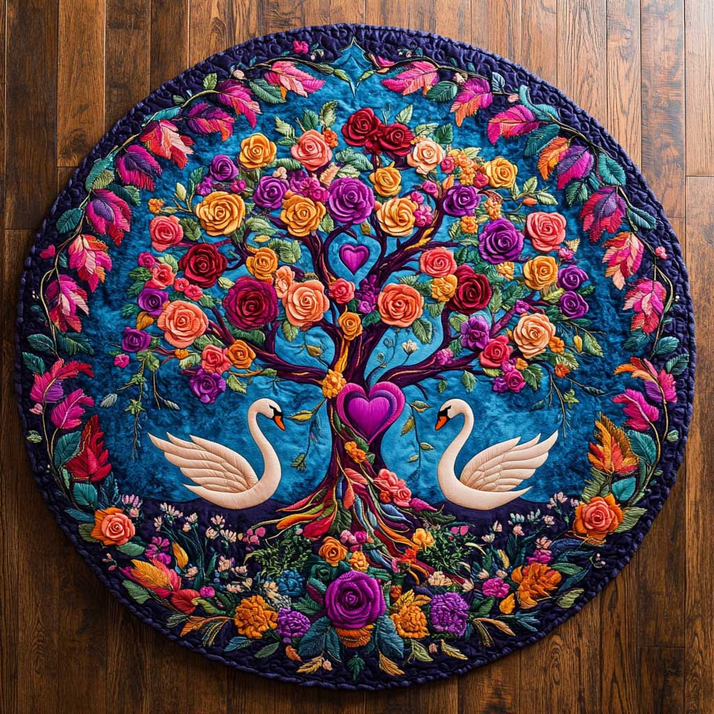 Lover's Swan WN2804042CL Quilted Round Mat