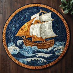Coastal Horizon CM0505044CL Quilted Round Mat