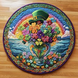 Lucky Shamrock Garden WN2904025CL Quilted Round Mat