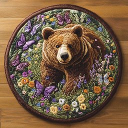 Springtime Bear WN2904052CL Quilted Round Mat