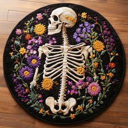 Dancing Skeleton WN2904004CL Quilted Round Mat